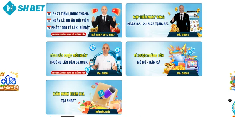 Một số khuyến mãi nổ hũ khác tại SHBET